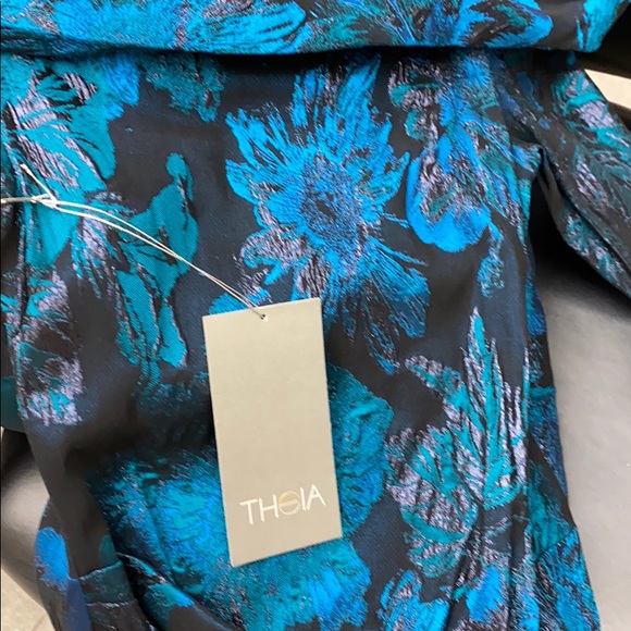 THEIA BODYCON TRUMPET METALLIC JACQUARD long DRESS - Picture 7 of 9